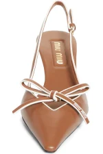 MIU MIU LEATHER SLINGBACK PUMPS WITH BOW 38.5 - Imagen 4