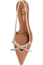 MIU MIU LEATHER SLINGBACK PUMPS WITH BOW 38.5 - Imagen 5